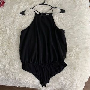High-neck halter bodysuit